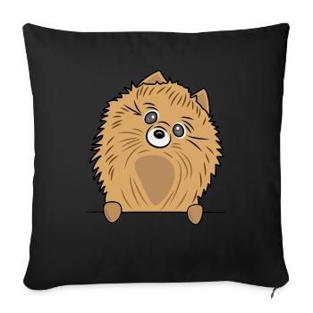 Chien de poche miniature Pitz Pomeranian Animal de poche - Housse de coussin décorative 45 x 45 cm - noir - Devant