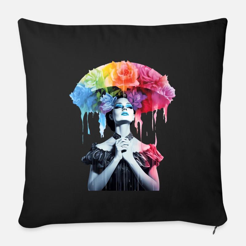 FlowerUmbrella - Sofakissenbezug 45 x 45 cm - Schwarz