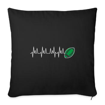 Rugby battement coeur rugby club pau montauban - Housse de coussin décorative 45 x 45 cm - noir - Devant