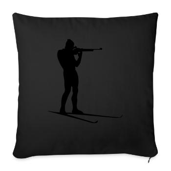 biathlon winter sport - Housse de coussin décorative 45 x 45 cm - noir - Devant