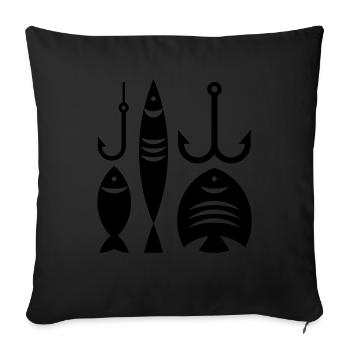Fische, Anker und Haken - Sofakissenbezug 45 x 45 cm - Schwarz - Vorne