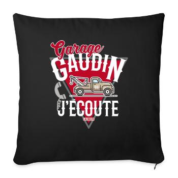 T-shirt Garage Gaudin j'écoute (dépanneuse) - Housse de coussin décorative 45 x 45 cm - noir - Devant
