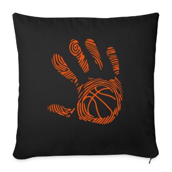basketball empreinte main - Housse de coussin décorative 45 x 45 cm - noir - Devant