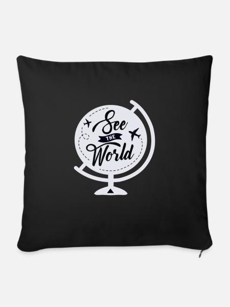 See The World - Sofakissenbezug 45 x 45 cm - Schwarz