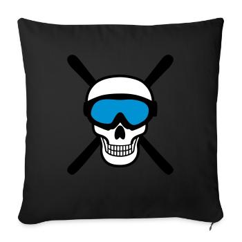 Skiing Skull - Sofa pillowcase 17,3'' x 17,3'' (45 x 45 cm) - black - Front