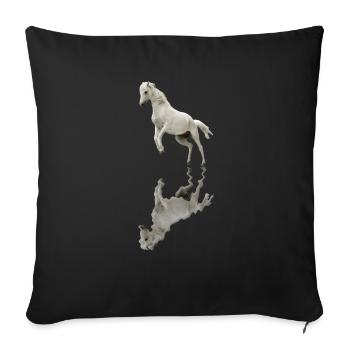 Magnifique cheval blanc - Fans d'équitation - Housse de coussin décorative 45 x 45 cm - noir - Devant
