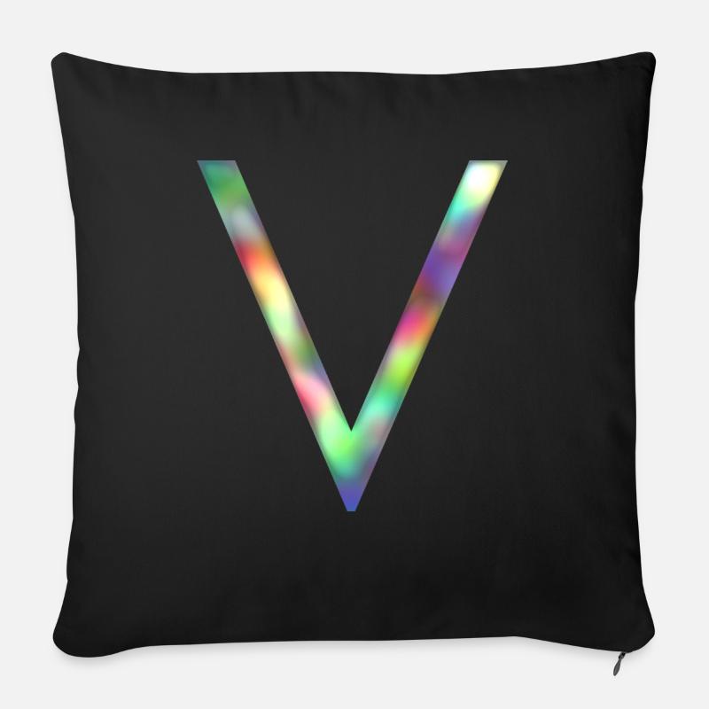 V - Buchstabe INITIALE - Sofakissenbezug 45 x 45 cm - Schwarz