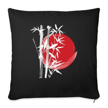 Japon Asie Bamboo Sun Kanji simple nature - Housse de coussin décorative 45 x 45 cm - noir - Devant