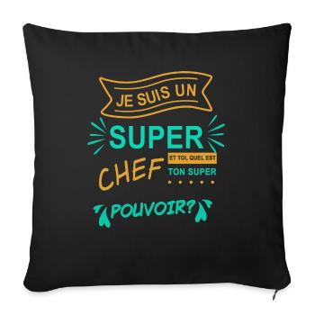 je suis un super chef - Housse de coussin décorative 45 x 45 cm - noir - Devant