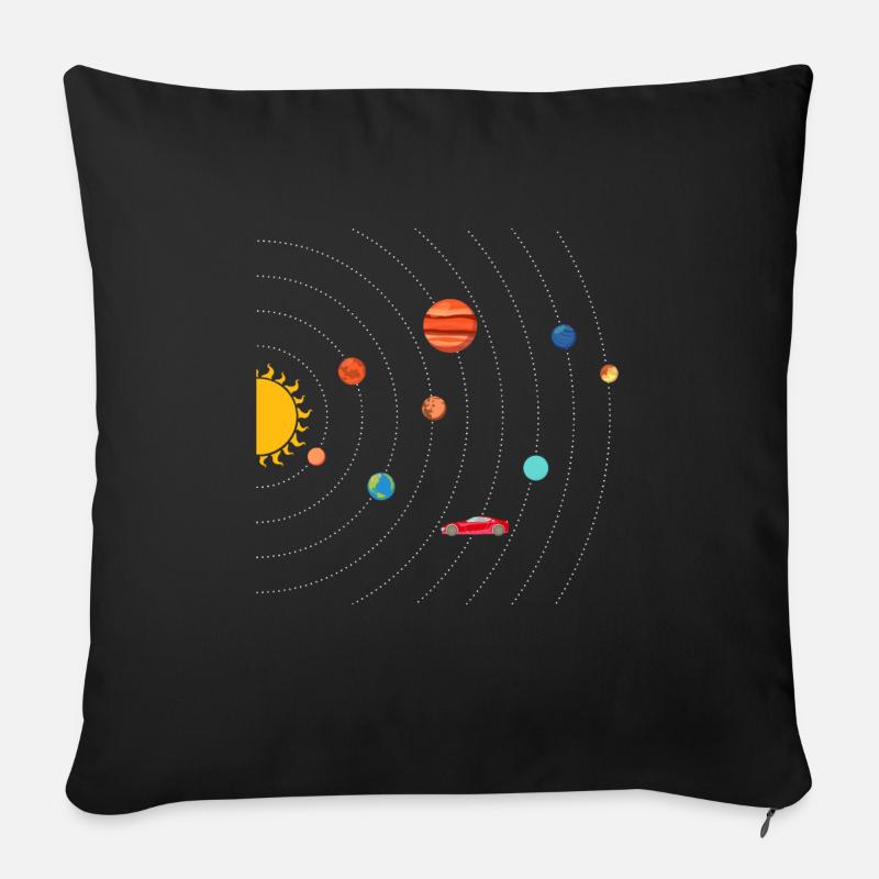 Tesla dans Space Solar System SpaceX - Housse de coussin décorative 45 x 45 cm - noir
