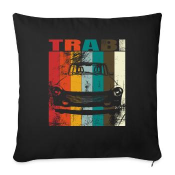 Trabi Voiture Est-Allemande GDR Culte Rétro Vintage - Housse de coussin décorative 45 x 45 cm - noir - Devant