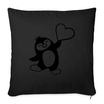 Heart-pointing friendly penguin - Sofa pillowcase 17,3'' x 17,3'' (45 x 45 cm) - black - Front