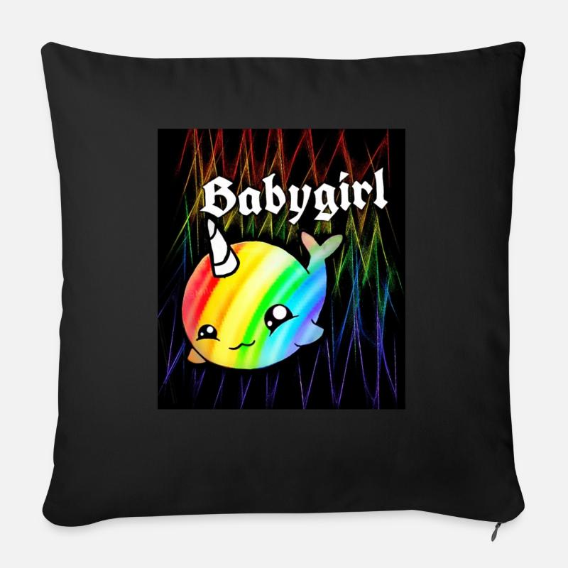 Baby Einhorn Wal - Sofakissenbezug 45 x 45 cm - Schwarz