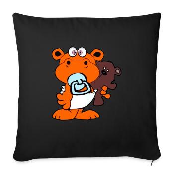 orange hippopotame nilperd filles enfants enfants bébé animal - Housse de coussin décorative 45 x 45 cm - noir - Devant
