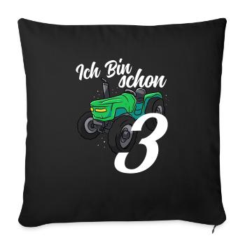 Traktor Kinder Geburtstag 3 Jahre Geschenk - Sofakissenbezug 45 x 45 cm - Schwarz - Vorne