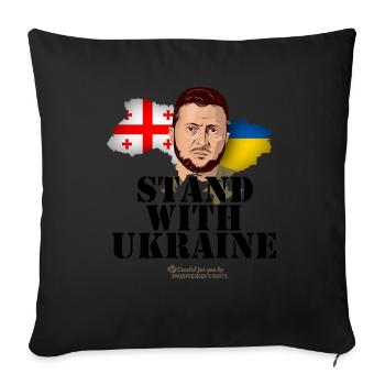Georgien Stand with Ukraine Selenskyj - Sofakissenbezug 45 x 45 cm - Schwarz - Vorne