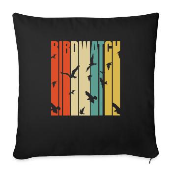 Vogelbeobachtung Retro Vogelbeobachter Singvogel - Sofakissenbezug 45 x 45 cm - Schwarz - Vorne