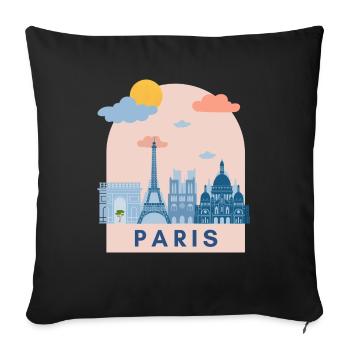 France Paris Logo Design Europe Holidays - Sofa pillowcase 17,3'' x 17,3'' (45 x 45 cm) - black - Front