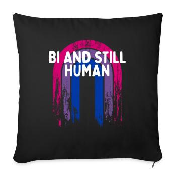 Bi et toujours humain Bisexuel LGBTQ Bi Pride LGBT - Housse de coussin décorative 45 x 45 cm - noir - Devant