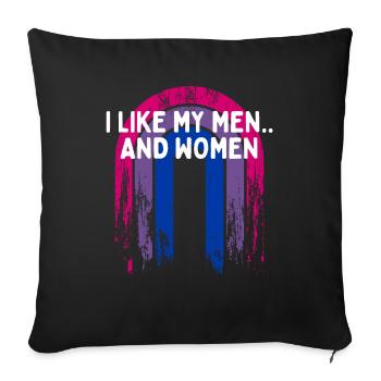 J’aime ma fierté bisexuelle LGBTQ Bi hommes et femmes - Housse de coussin décorative 45 x 45 cm - noir - Devant
