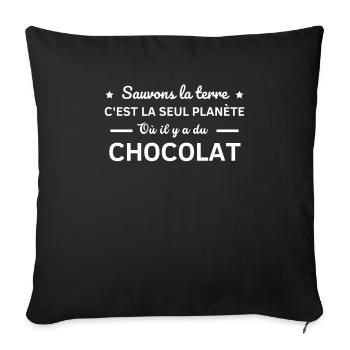 sauvons la terre c'est la seul planète - Housse de coussin décorative 45 x 45 cm - noir - Devant