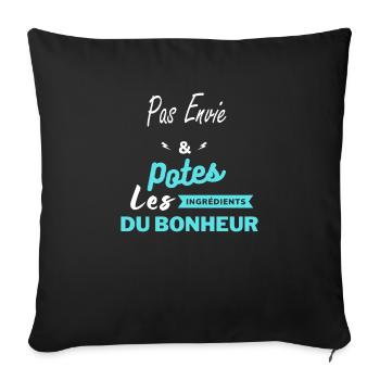 potes les ingrédients du bonheur Pas Envie - Housse de coussin décorative 45 x 45 cm - noir - Devant