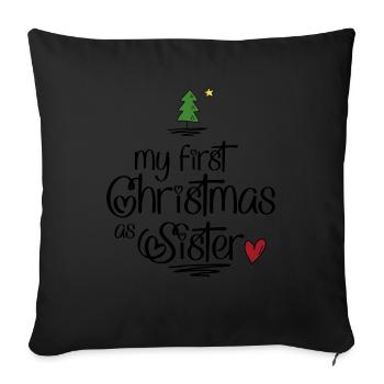 Mon premier Noël en tant que sœur - Housse de coussin décorative 45 x 45 cm - noir - Devant