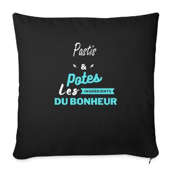 potes les ingrédients du bonheur Pastis - Housse de coussin décorative 45 x 45 cm - noir - Devant