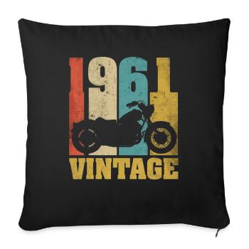 1961 Jahrgang Geburtstag Biker Motorrad Geschenk - Sofakissenbezug 45 x 45 cm - Schwarz - Vorne