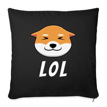 LOL - Chien Shiba-Inu au grand sourire Kawaii - Housse de coussin décorative 45 x 45 cm - noir - Devant