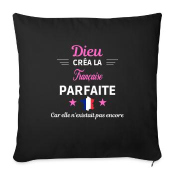 dieu créa la parfaite humour Française - Housse de coussin décorative 45 x 45 cm - noir - Devant