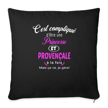 c'est compliqué princesse et Provençale - Housse de coussin décorative 45 x 45 cm - noir - Devant