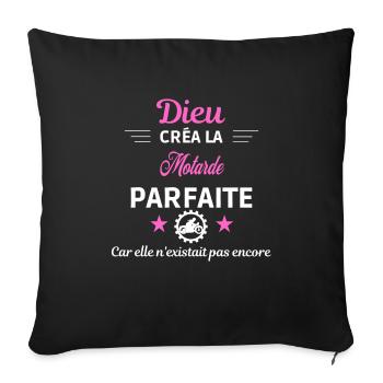 dieu créa la parfaite humour Motarde - Housse de coussin décorative 45 x 45 cm - noir - Devant