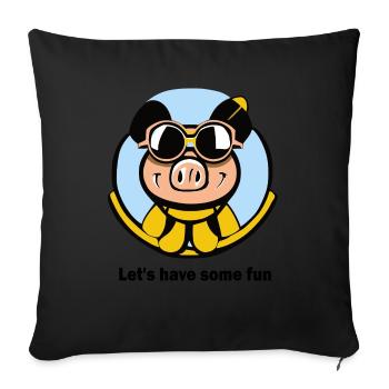 S’amuser avec le cochon - Housse de coussin décorative 45 x 45 cm - noir - Devant