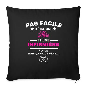 pas facile d'être INFIRMIÈRE et Mère - Housse de coussin décorative 45 x 45 cm - noir - Devant