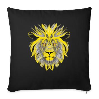 Lion Head Art Design Portrait Illustration Yellow - Sofa pillowcase 17,3'' x 17,3'' (45 x 45 cm) - black - Front
