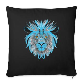 Leo Art Design Portrait Illustration Bleu pétrole - Housse de coussin décorative 45 x 45 cm - noir - Devant