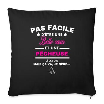 pas facile d'être plombière et Belle-sœur - Housse de coussin décorative 45 x 45 cm - noir - Devant