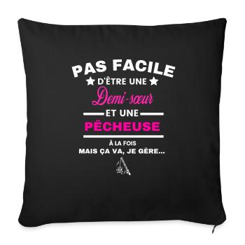 pas facile d'être plombière et Demi-sœur - Housse de coussin décorative 45 x 45 cm - noir - Devant