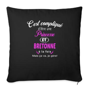 c'est compliqué princesse et Bretonne - Housse de coussin décorative 45 x 45 cm - noir - Devant
