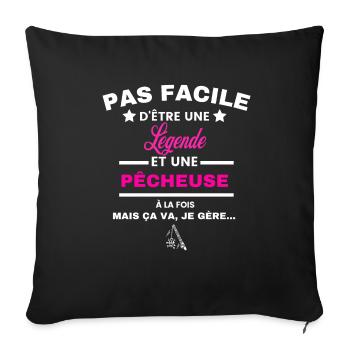 pas facile d'être plombière et Légende - Housse de coussin décorative 45 x 45 cm - noir - Devant