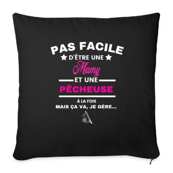 pas facile d'être plombière et Mamy - Housse de coussin décorative 45 x 45 cm - noir - Devant