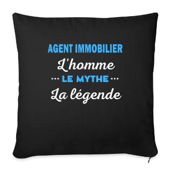 AGENT IMMOBILIER homme mythe légende - Housse de coussin décorative 45 x 45 cm - noir - Devant