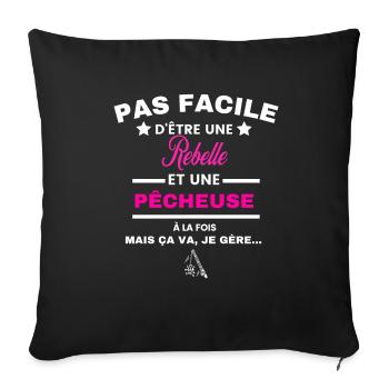 pas facile d'être plombière et Rebelle - Housse de coussin décorative 45 x 45 cm - noir - Devant