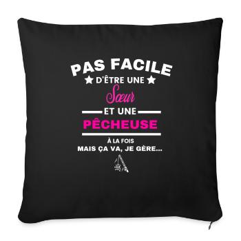 pas facile d'être plombière et Sœur - Housse de coussin décorative 45 x 45 cm - noir - Devant