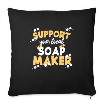 Seife Soap Hygiene Waschen Seifenherstellung - Sofakissenbezug 45 x 45 cm - Schwarz - Vorne