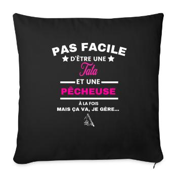 pas facile d'être plombière et Tata - Housse de coussin décorative 45 x 45 cm - noir - Devant