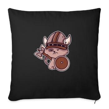 Wikinger Katze Kinder Valhalla Krieger - Sofakissenbezug 45 x 45 cm - Schwarz - Vorne
