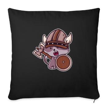 Wikinger Katze Kinder Valhalla Krieger - Sofakissenbezug 45 x 45 cm - Schwarz - Vorne