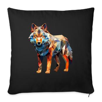 Wolf Geometric Drawing - Sofa pillowcase 17,3'' x 17,3'' (45 x 45 cm) - black - Front